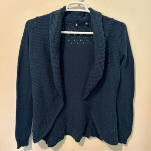 Anthropologie Wrap Sweater Women’s Small Blue Cotton Knitted & Knotted Crochet